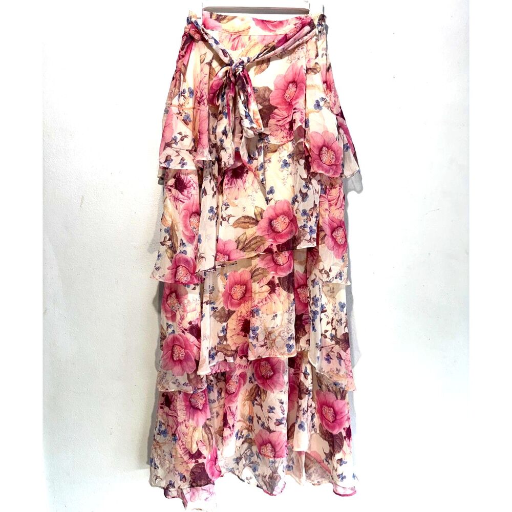 Asos luxe maxi skirt tiered ruffle spring summer floral fairy romantic women 12 - Picture 3 of 8